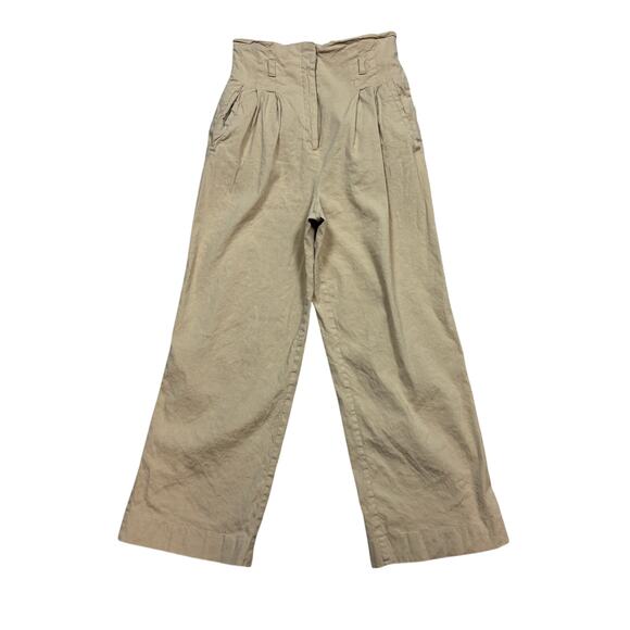 Derek Lam 10 Crosby Linen Rayon Pleated Wide Leg Pants Trousers Khaki Women's 8 - Picture 1 of 10
